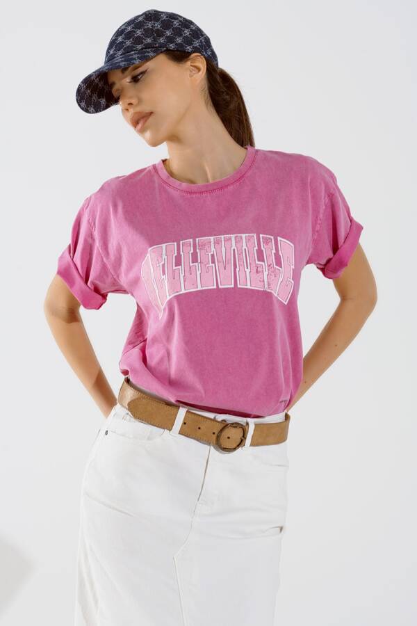 Camiseta Belleville Efecto Lavado Rosa