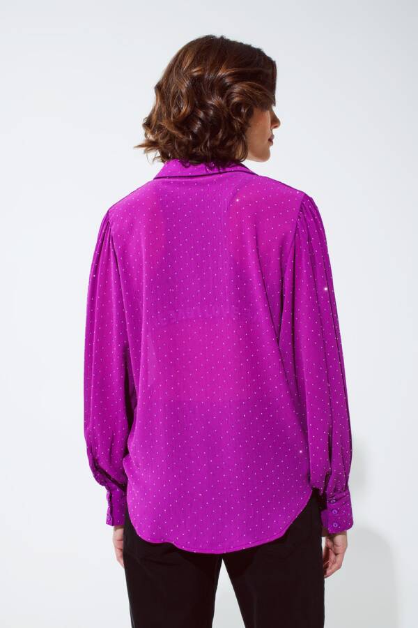 Blusa en magenta con detalle de strass