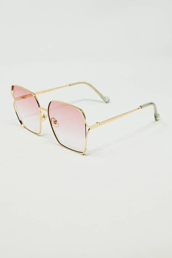 Gafas de sol cuadradas oversize de metal con lentes degradadas rosa claro