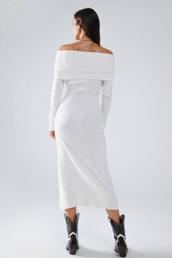 Maxi vestido de punto plegable Badot en blanco